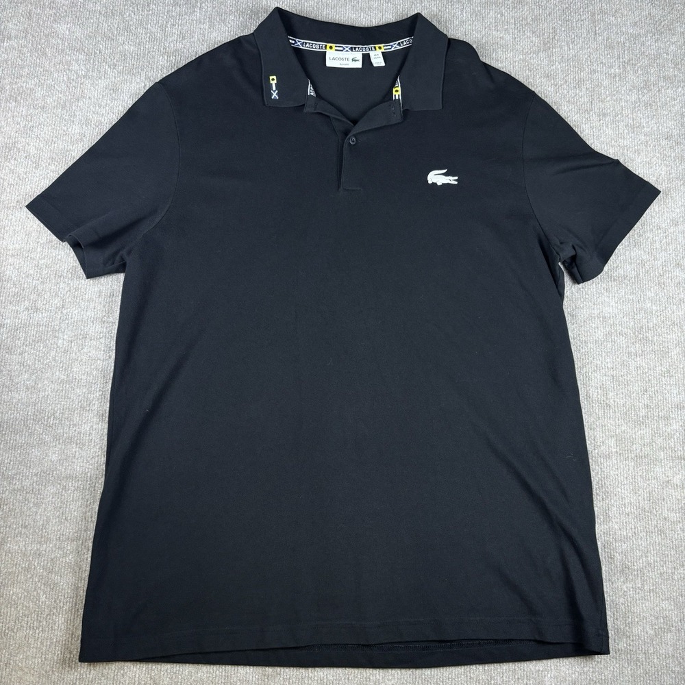 Lacoste Slim Fit Polo Shirt Mens 3XL Black Stretch Cotton Short Sleeve Peru - Picture 2 of 11